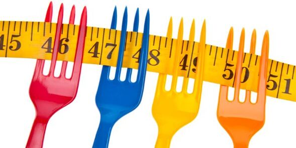 sentimeter pada garpu melambangkan penurunan berat badan pada diet Dukan